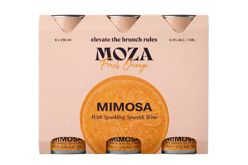 Moza Fresh Orange mimosa 3x6-pack blikjes – premium ready-to-drink mimosa cocktail met sinaasappel