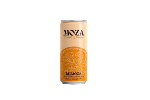 Moza Fresh Orange mimosa blik – premium ready-to-drink mimosa cocktail met sinaasappel
